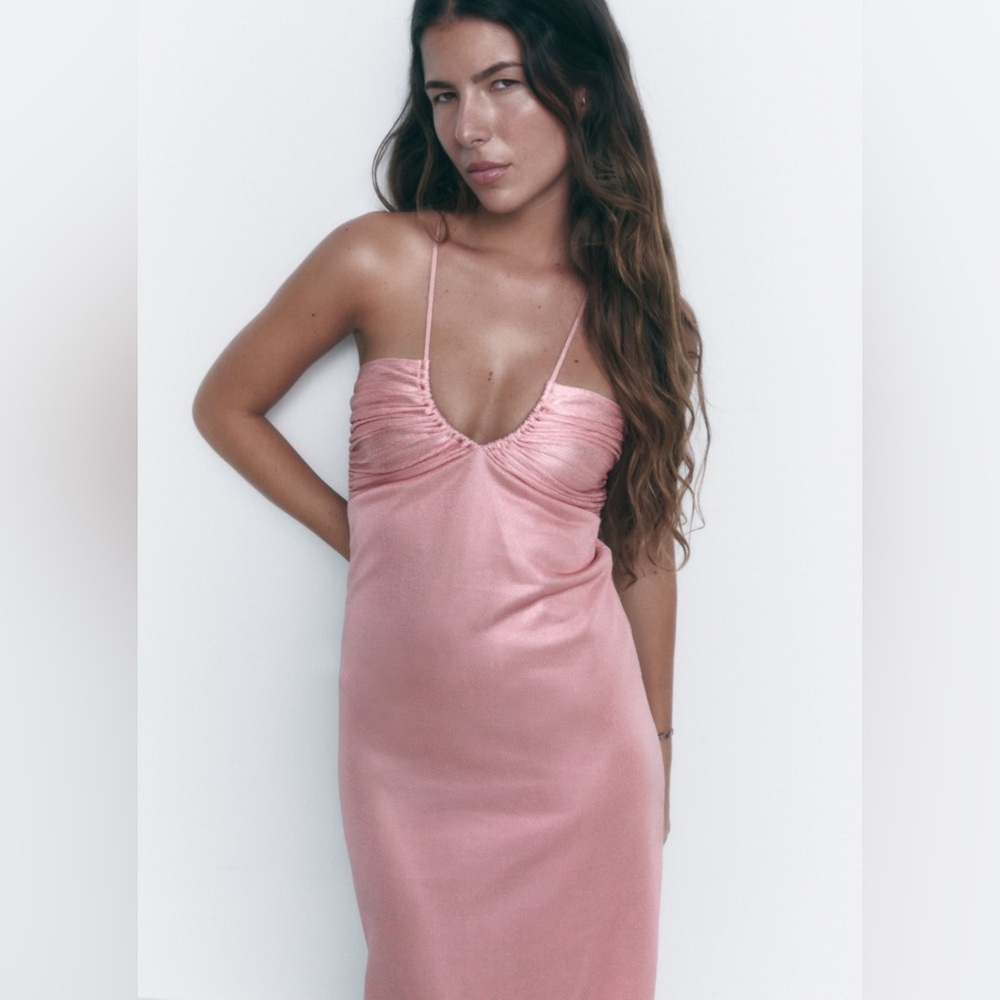 zara metallic knit dress